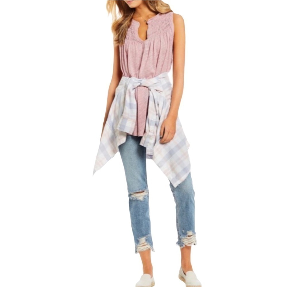 Free People New to Town Ruched Linen Blend Tank‎
